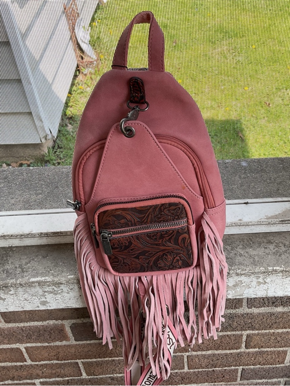 MONTANA WEST BACK PACK Pink Fringe Women's Backpack Purse NWT